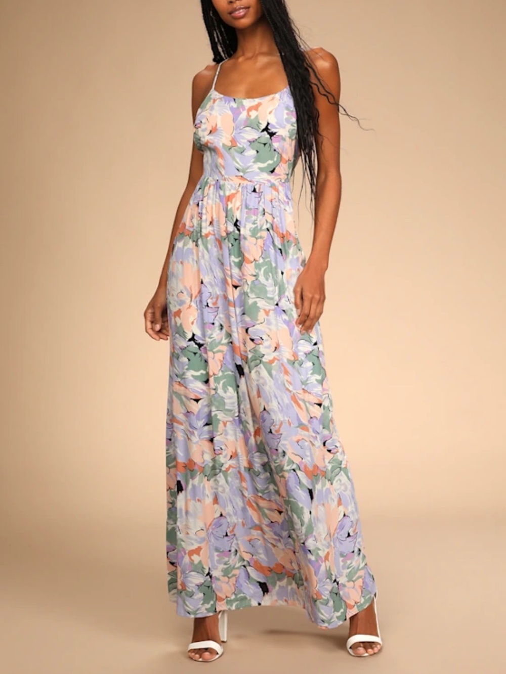 Lulus Floral Pastel Maxi Dress - Lavender Multi
